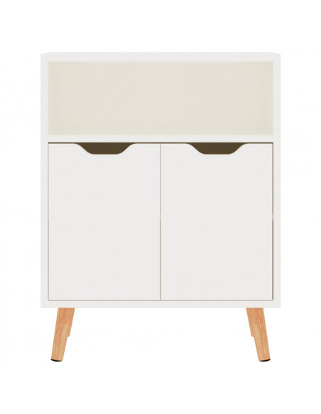 Credenza Bianco Lucido 60x30x72 cm in Legno Multistrato
