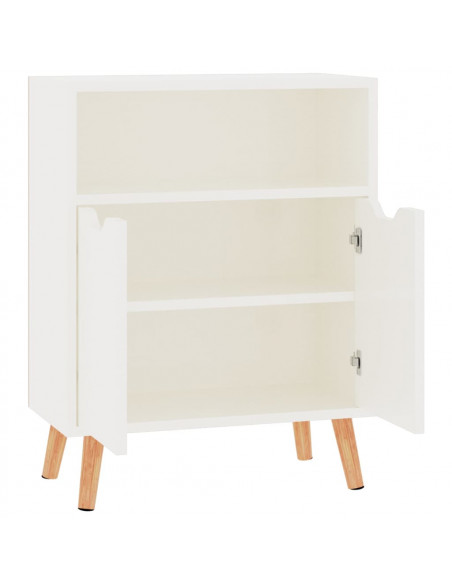 Credenza Bianco Lucido 60x30x72 cm in Legno Multistrato