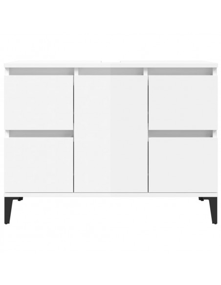 Mobile Lavabo Bianco Lucido 80x33x60 cm in Legno Multistrato
