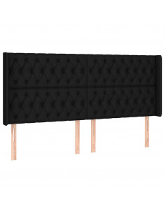 Testiera ad Orecchio Nera 183x16x118/128 cm in Tessuto 2