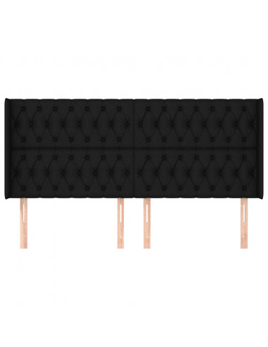 Testiera ad Orecchio Nera 183x16x118/128 cm in Tessuto