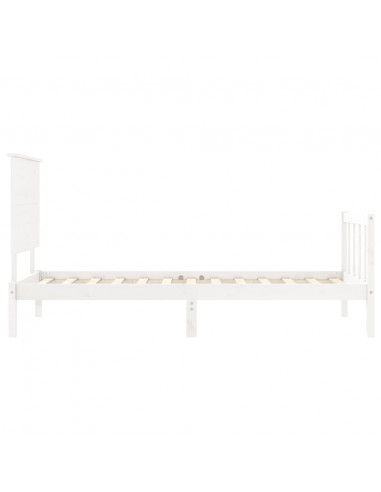 Giroletto con Testiera Bianco Single in Legno Massello