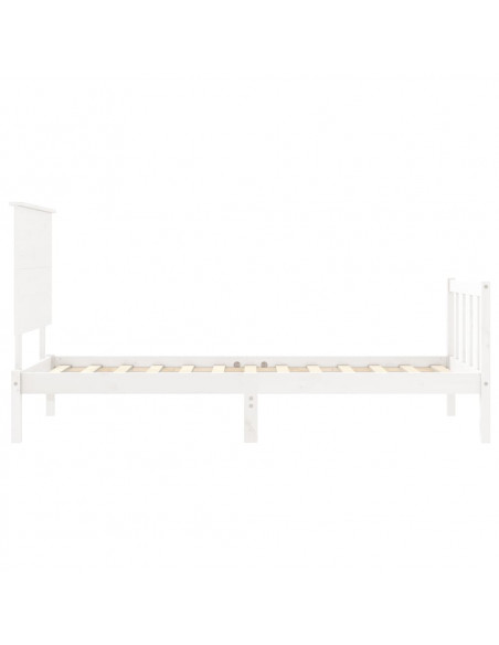 Giroletto con Testiera Bianco Single in Legno Massello