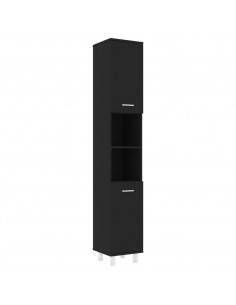 Mobile da Bagno Nero 30x30x179 cm in Legno Multistrato 2