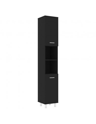 Mobile da Bagno Nero 30x30x179 cm in Legno Multistrato