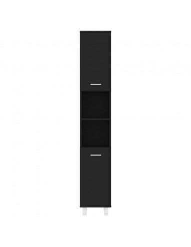 Mobile da Bagno Nero 30x30x179 cm in Legno Multistrato