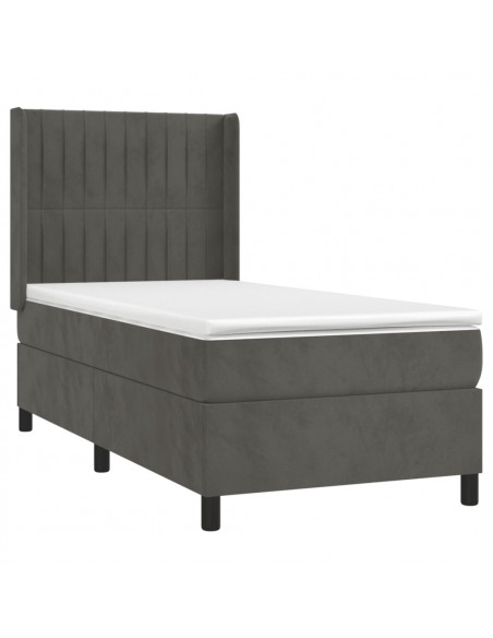 Giroletto a Molle con Materasso Grigio Scuro 100x200 cm Velluto