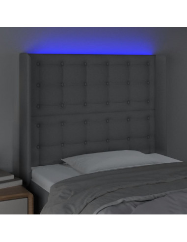 Testiera a LED Grigio Chiaro 83x16x118/128 cm in Tessuto