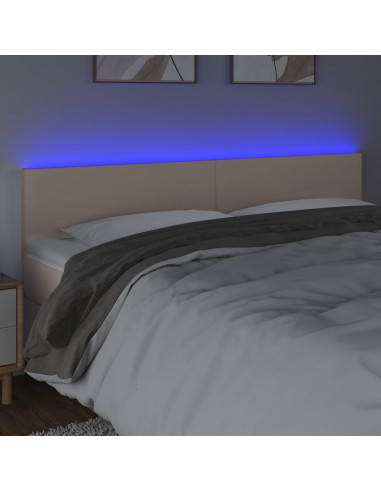 Testiera Cappuccino a LED 200x5x78/88 cm in Similpelle