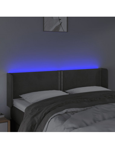 Testiera a LED Grigio Scuro 147x16x78/88 cm in Velluto