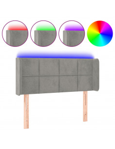 Testiera Grigio Chiaro a LED 93x16x78/88 cm in Velluto 2