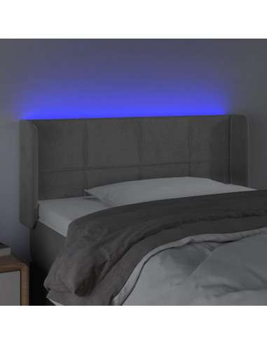 Testiera Grigio Chiaro a LED 93x16x78/88 cm in Velluto