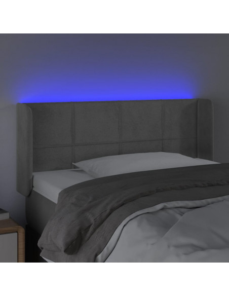 Testiera Grigio Chiaro a LED 103x16x78/88 cm in Velluto