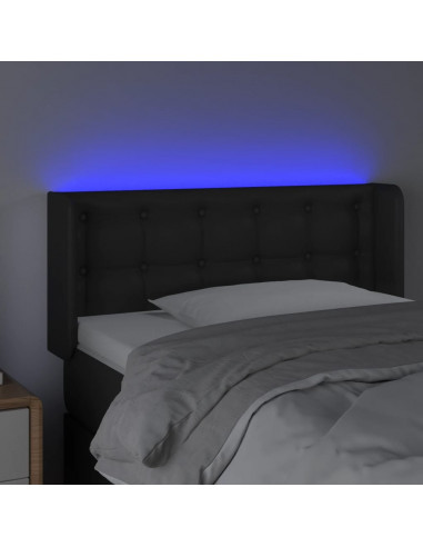 Testiera a LED Nera 83x16x78/88 cm in Similpelle