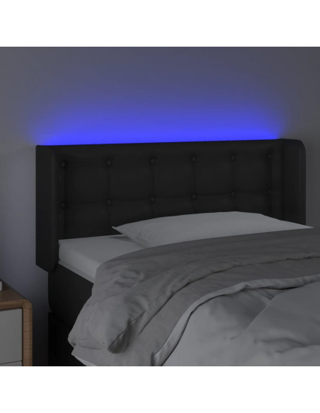 Testiera a LED Nera 83x16x78/88 cm in Similpelle
