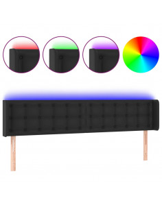 Testiera a LED Nera 163x16x78/88 cm in Similpelle 2