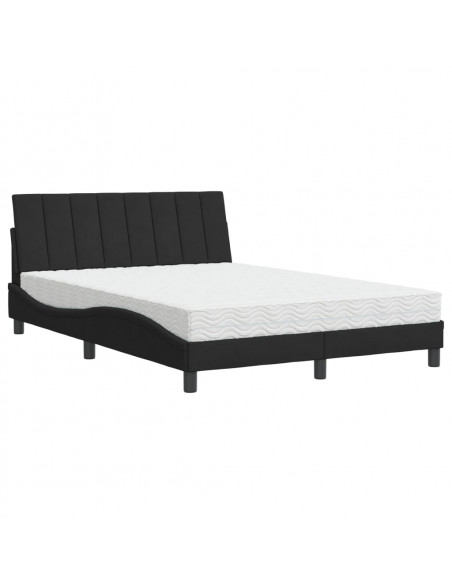 Letto con Materasso Nero 140x200 cm in Velluto