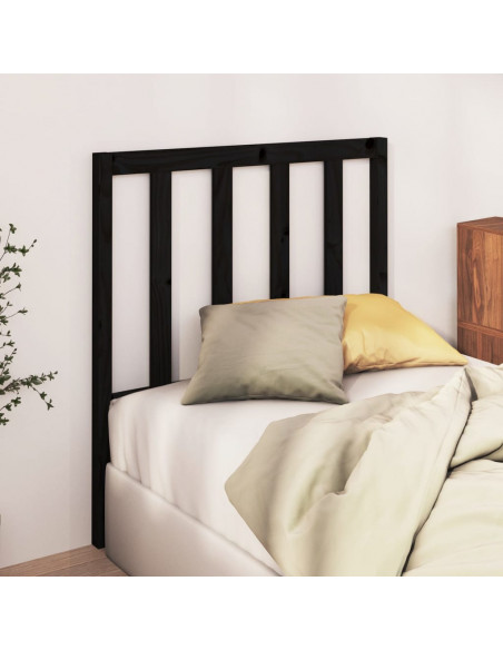 Testiera per Letto Nera 81x4x100 cm in Legno Massello di Pino