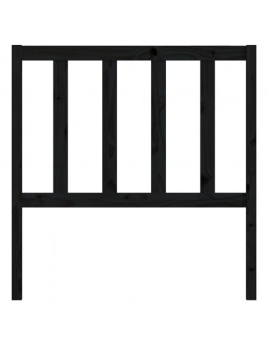 Testiera per Letto Nera 81x4x100 cm in Legno Massello di Pino