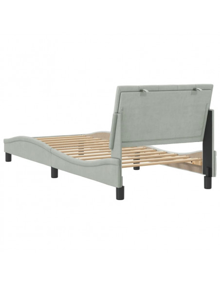 Giroletto con Testiera Grigio Chiaro 90x190 cm in Velluto