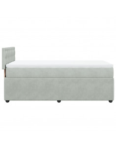 Giroletto a Molle con Materasso Grigio Chiaro 90x200 cm Velluto 2