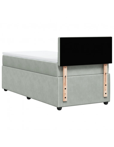 Giroletto a Molle con Materasso Grigio Chiaro 90x200 cm Velluto