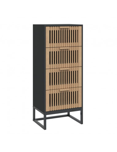 Credenza Nera 40x30x95 cm in Legno Multistrato