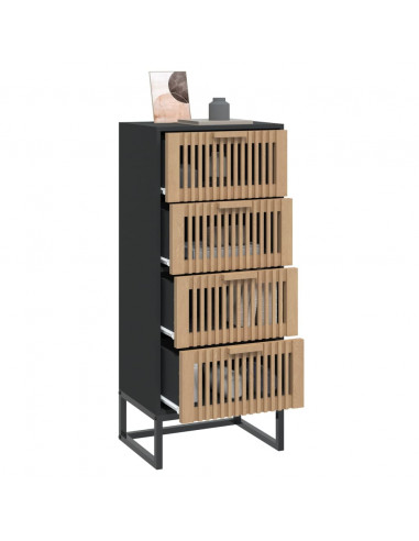 Credenza Nera 40x30x95 cm in Legno Multistrato