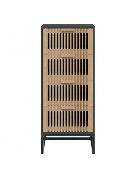 Credenza Nera 40x30x95 cm in Legno Multistrato
