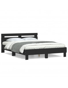 Giroletto con Testiera Nero 150x200 cm in Legno Multistrato 2