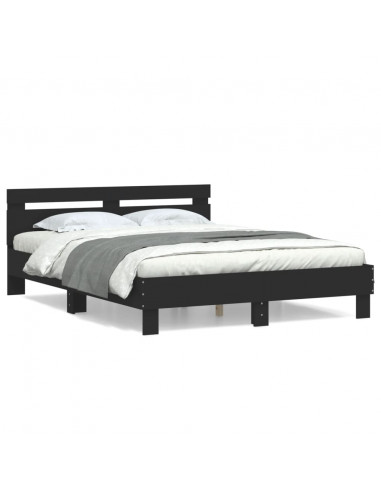 Giroletto con Testiera Nero 150x200 cm in Legno Multistrato