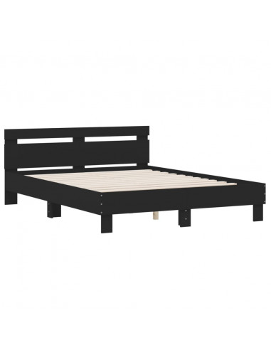 Giroletto con Testiera Nero 150x200 cm in Legno Multistrato