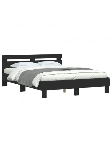 Giroletto con Testiera Nero 150x200 cm in Legno Multistrato