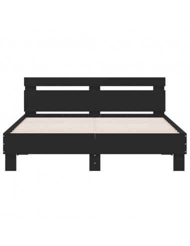 Giroletto con Testiera Nero 150x200 cm in Legno Multistrato