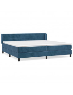 Giroletto a Molle con Materasso Blu Scuro 200x200 cm in Velluto 2