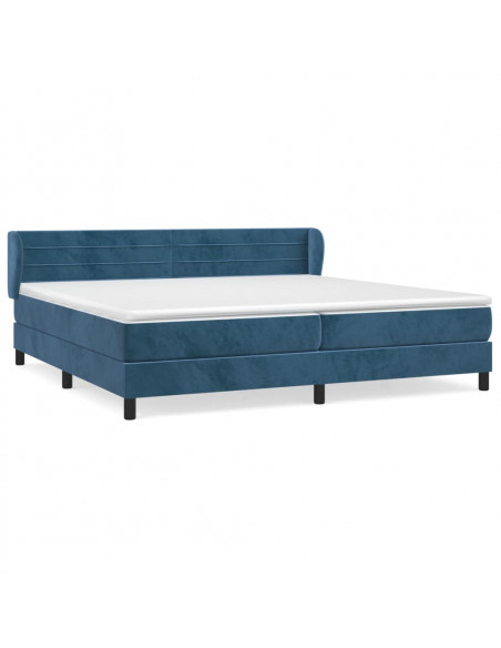 Giroletto a Molle con Materasso Blu Scuro 200x200 cm in Velluto