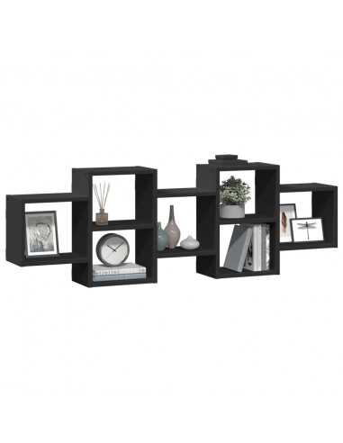 Scaffale a Parete Nero 129x18x42 cm in Truciolato