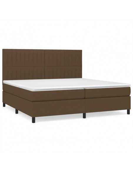 Giroletto a Molle con Materasso Marrone Scuro 200x200cm Tessuto