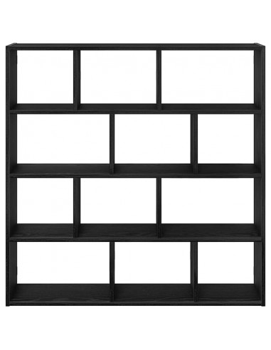 Mensola a Cubo da Parete 12 Scomparti Nero in Truciolato