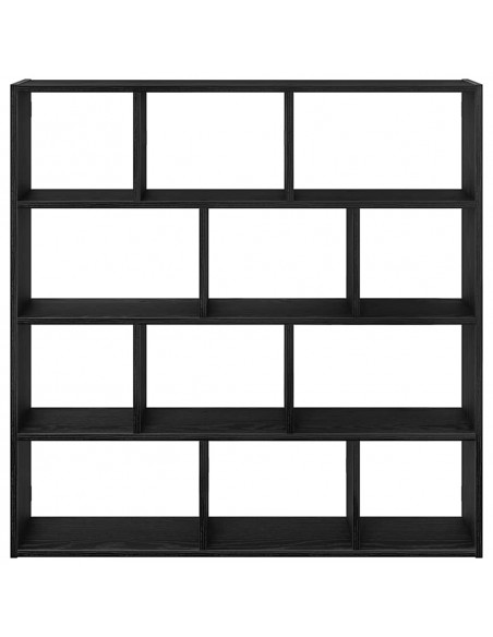 Mensola a Cubo da Parete 12 Scomparti Nero in Truciolato
