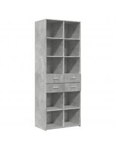 Credenza Grigio Cemento 70x42,5x185 cm in Legno Multistrato 2