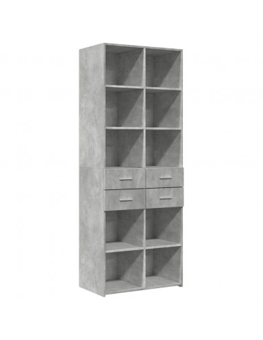 Credenza Grigio Cemento 70x42,5x185 cm in Legno Multistrato