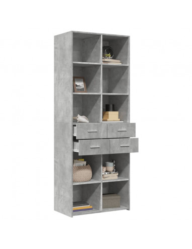 Credenza Grigio Cemento 70x42,5x185 cm in Legno Multistrato