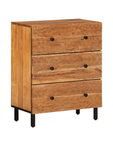 Credenze 3pz 60x33x75 cm in Legno Massello di Acacia