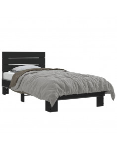 Giroletto Nero 75x190 cm in Legno Multistrato e Metallo 2