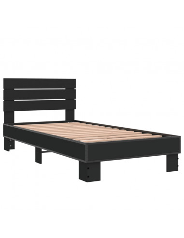 Giroletto Nero 75x190 cm in Legno Multistrato e Metallo