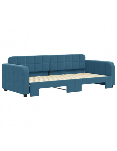 Divano Letto con Letto Estraibile Blu 90x200 cm in Velluto