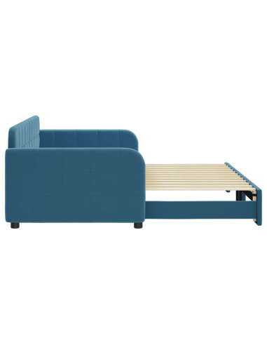 Divano Letto con Letto Estraibile Blu 90x200 cm in Velluto