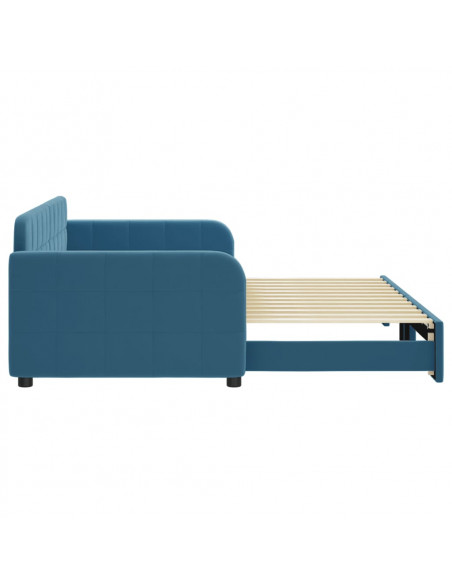 Divano Letto con Letto Estraibile Blu 90x200 cm in Velluto