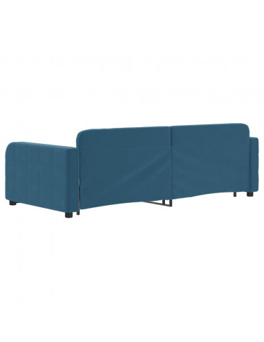 Divano Letto con Letto Estraibile Blu 90x200 cm in Velluto